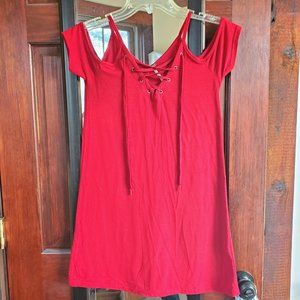 Open Shoulder Red Dress